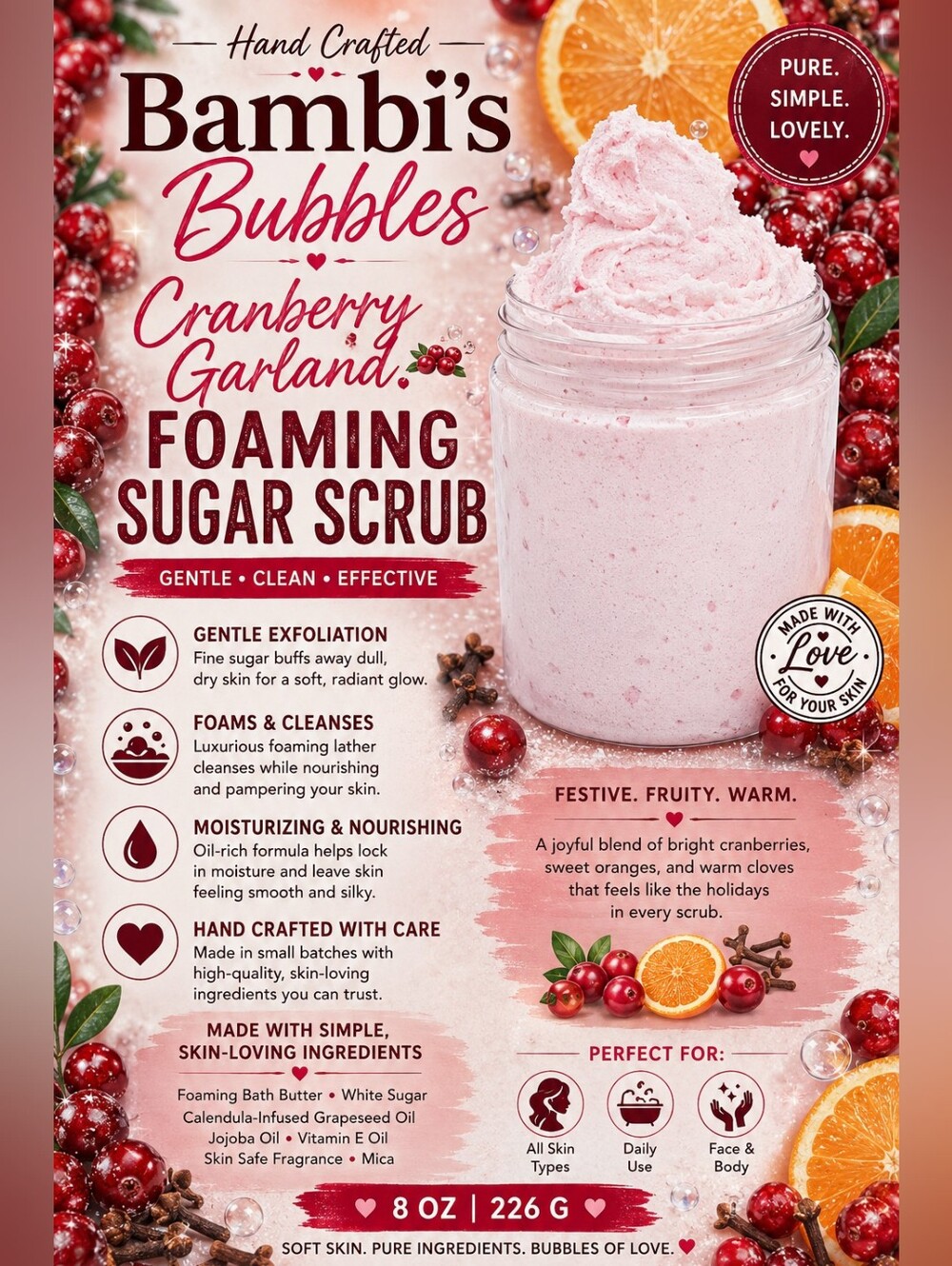 New! Bambi’s Bubbles Whipped Sugar Scrub 8oz - Picture 3 of 12